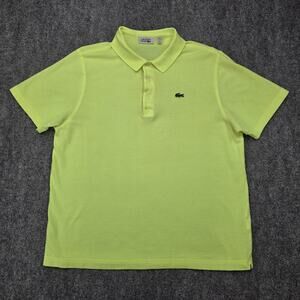 Lacoste Sport Polo Shirt Mens 2XL Yellow 100% Cotton Short Sleeve Casual Golf
